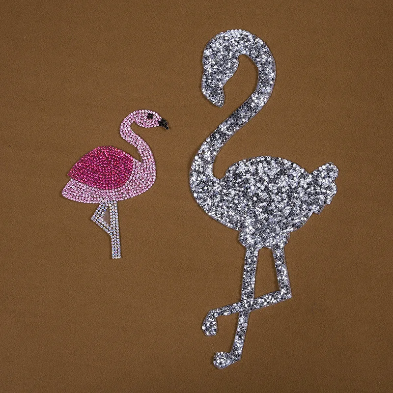 Бренд Алмазный Кристалл Розовый Фламинго Птица вышитые блестящие нашивки для одежды Железный на переводе значок наклейка на одежду полосы