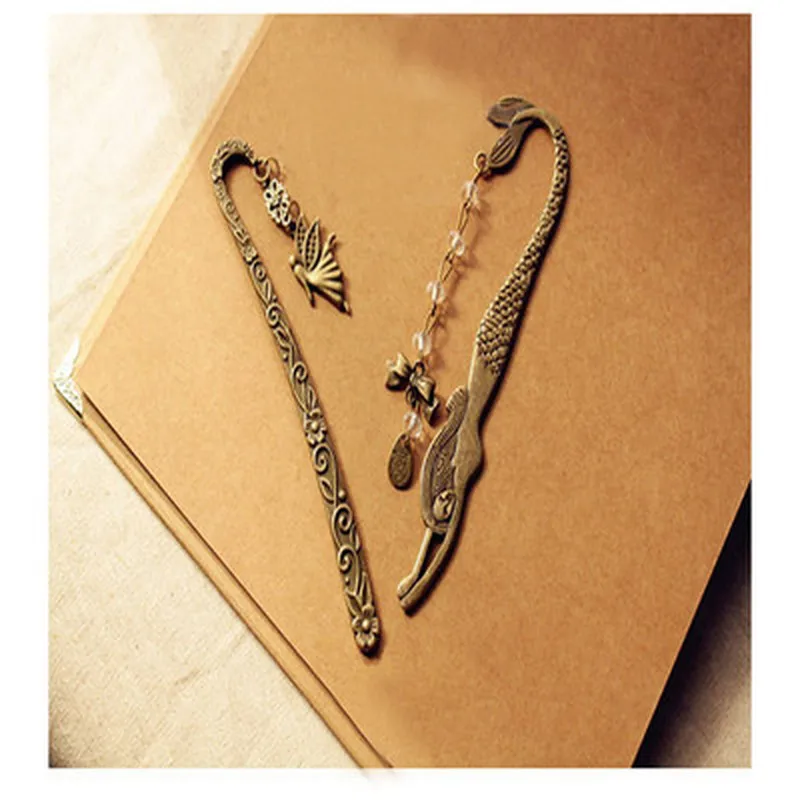 

1Pc Retro Alloy Metal Bookmark Mermaid Beaded Or Angels Butterfly Fashion Vintage Bookmark