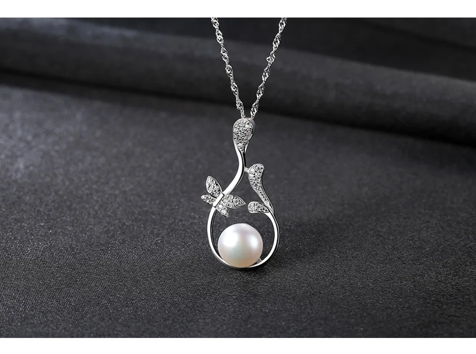 

Natural Freshwater Pearl Pendant S925 Sterling Silver Water Wave Chain Pearl Accessories HBT03