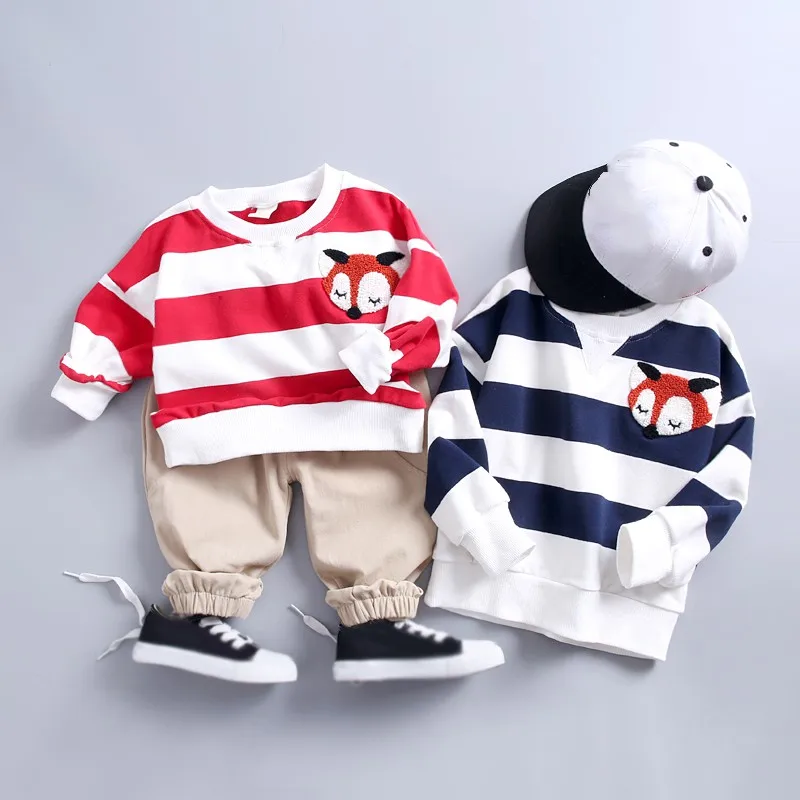 

Autumn Baby Boy Girl Striped Animal Print Long Sleeve Sweatshirt Blouse Trousers Casual Outfits Clothes