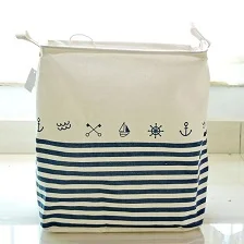 New Fashion 36*26*40CM Anchor Stripes Beam Port laundry basket Cotton Linen folding storage basket storage box Cloth organizer