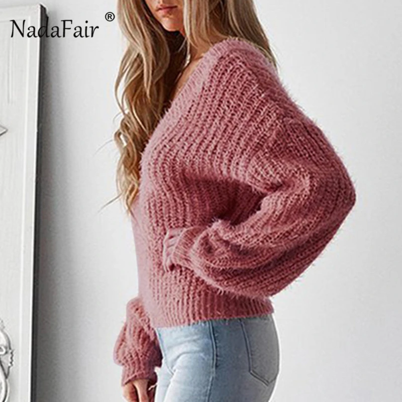 v neck lace up sweater women21