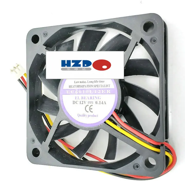 HZDO EC6010L12ER 12 В 0.14A 60*60*10 мм вентилятор охлаждения 3 линии