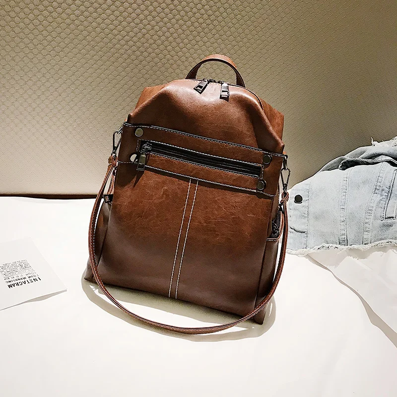 Fashion Women Rivet Backpack Pu Leather Female Backpacks School Backpack For Teenage Girls Female single shoulder bags Mochila (17)