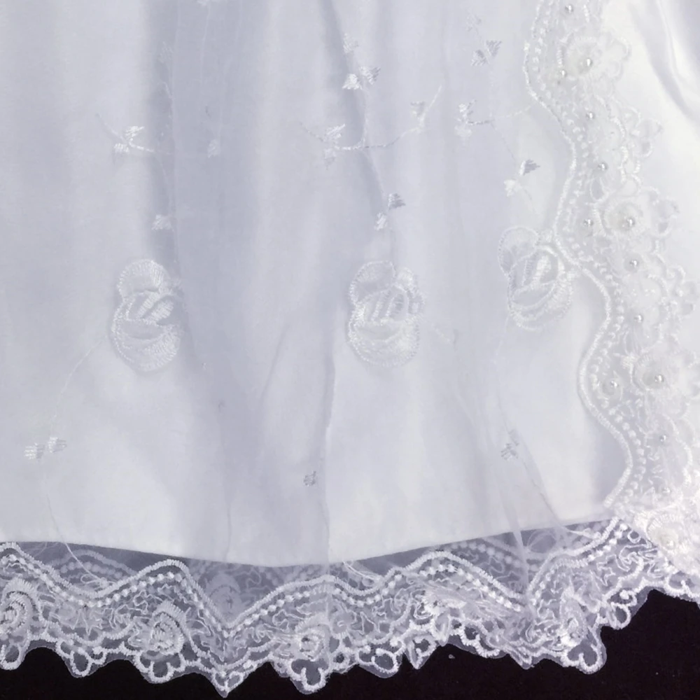 Хлопковое платье с подкладкой для крещения для малышей возрастом от 3 до 18 месяцев белые платья для причастия из органзы с вышивкой короткие рукава