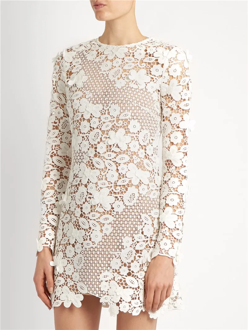 self portrait 3d floral mini dress white