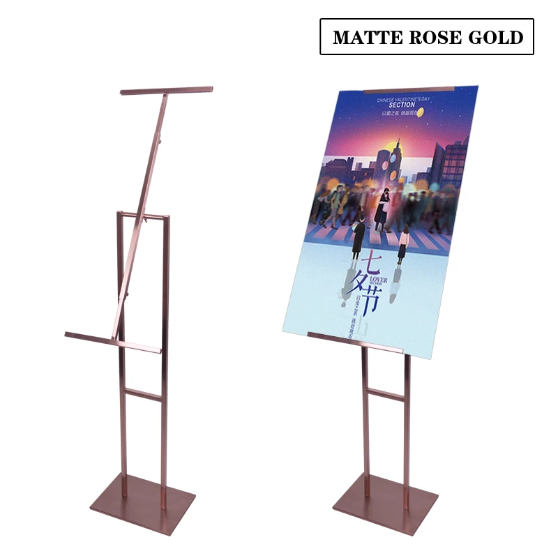 Linliangmuyu металлическая регулируемая рама фото напольный дисплей стойка держатель для рекламы плакат высокого качества из нержавеющей стали - Цвет: MATTE ROSS GOLD