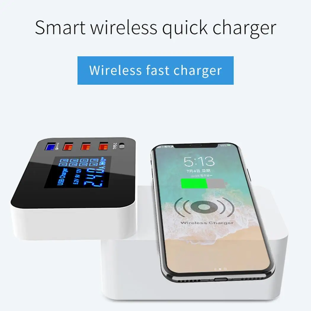 Беспроводной адаптер питания для быстрой зарядки многопортовое USB QC3.0 умное