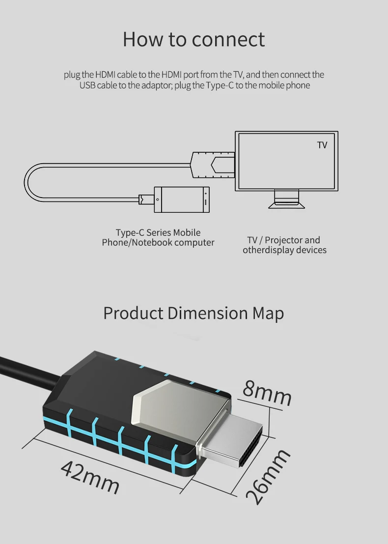 Mirscreen кабель TC03 тип-c до 4K HDMI кабель 1080P Full-HD мгновенная проекция подключение сотового телефона к ТВ/gps навигации
