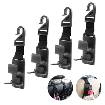 

4 Pack Car Seat Headrest Hooks, Strong and Durable Backseat Headrest Hanger Storage for Handbags, Purses, Coats, and Grocery Bag