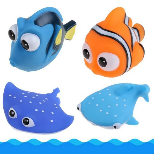 4PCS/set Cute Squeeze Sounding Debbling Toys Baby Bath Toys Kids Float Water Tub Rubber Bathroom Play Animals Bath Toy