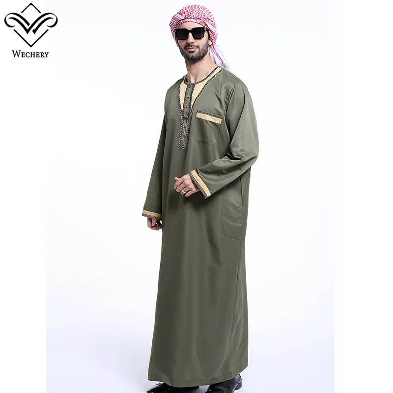 Wechery модная мусульманская одежда для мужчин s abaya Дубай индийский Ближний Восток исламский халат для мужчин длинные