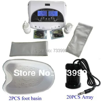 

DUAL Detox Foot Spa device ion cleanse Detox with two big display screen and FIR BELT+20pcs array+2pcs foot basin FREE SHIPPING
