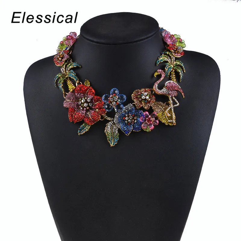 ELESSICAL Fashion Jewelry Simple Flower-studded Chokers Necklaces Hyperbole Beads Initial Statement Necklace Women Accessories | Украшения