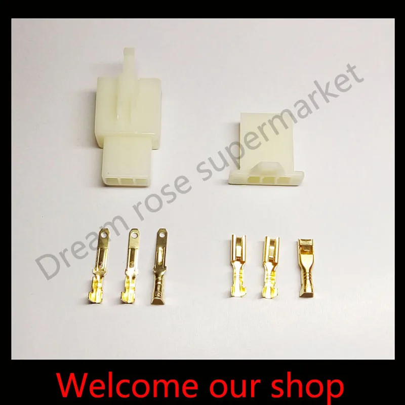 

100 sets 2.8mm 3 Way/pin automotive male female crimp pins connector terminals Male Female plug for Motorcycle Free shipping