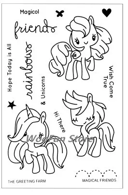 

WYF895 Scrapbook DIY Photo Album Account Transparent Silicone Rubber Clear Stamps 11x16cm Cute Unicorn