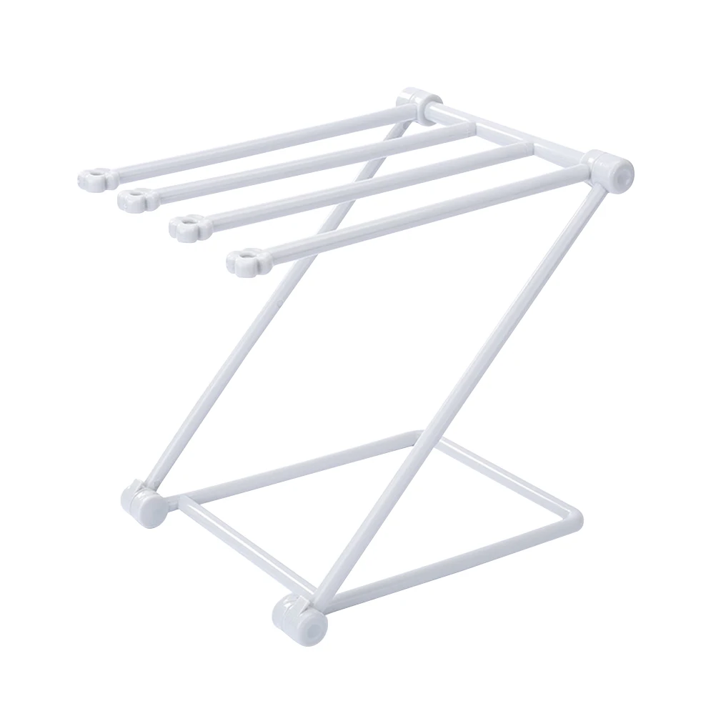 

Vertical Foldable Cloth Storage Rack Kitchen Countertop Dish Cloth Rack Towel Storage Holder (Light Grey)