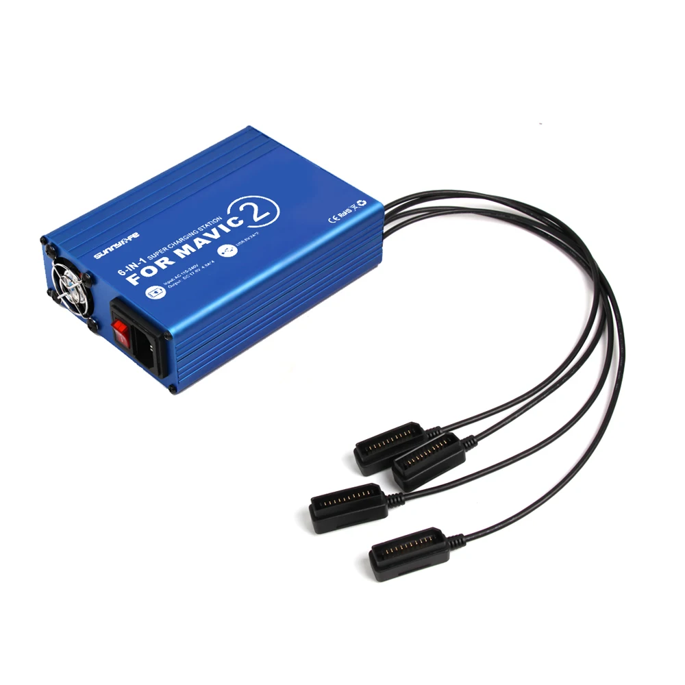 

Mavic2 Parts Battery Charger 6 in 1 Rapid Parallel Battery Charging Hub Accessories for DJI Mavic 2 Pro Zoom (4 Batteries&2 USB)