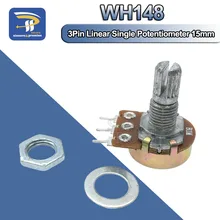 Potenciômetro linear wh132, 1 peça, 15mm, eixo com nozes e arruelas, wha2 b1k b2k .pdf b10k b20k b50k b100k b250k b500k b1m