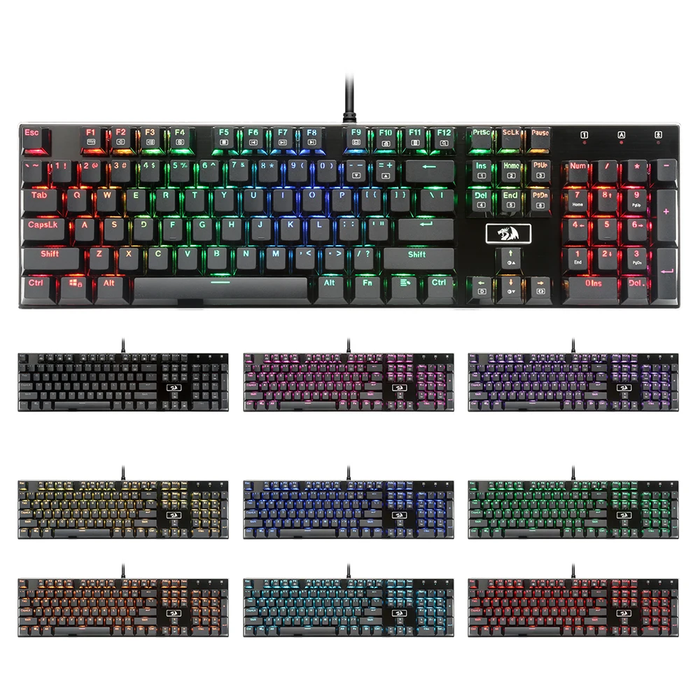 Redragon K556 RGB алюминиевая USB Механическая игровая клавиатура эргономичный
