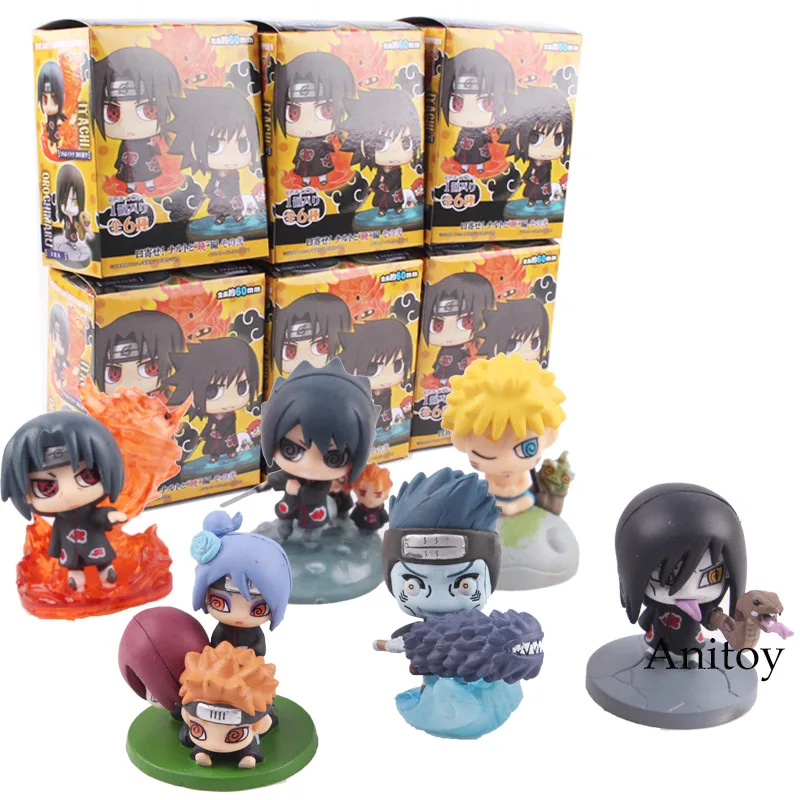 

Naruto Shippuden Figure Naruto Itachi Sasuke Orochimaru Konan Pain Kisame Yahiko Mini PVC Action Figure Toy 6pcs/set 3.5-5.5cm