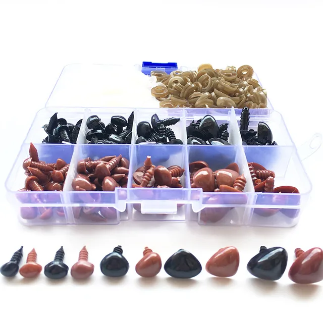 Best Offers 130pcs/box Mini Black and Brown Plastic Safety Noses Triangle For Teddy Bear Stuffed Animals Toys Amigurumis Dolls Accessories 