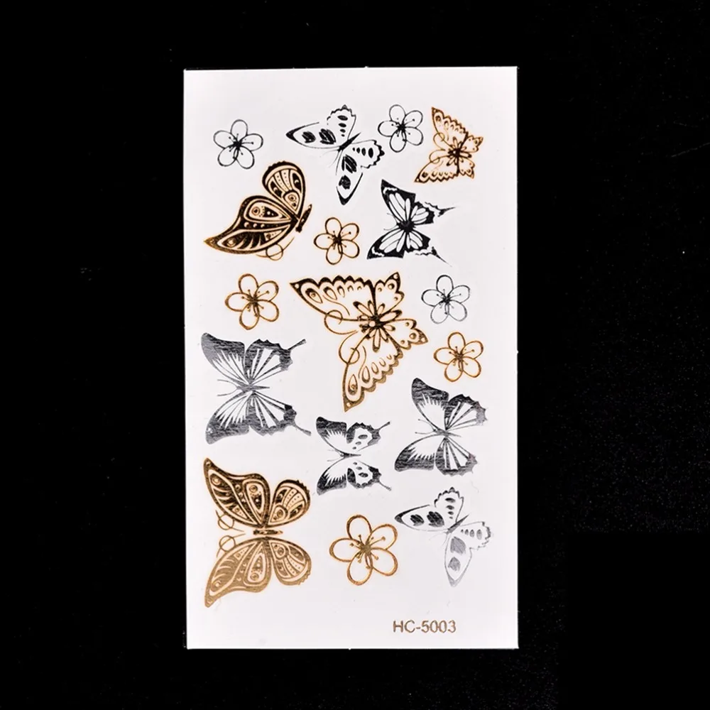

2017 Newest 11*6cm Waterproof Tatoo Home Decor Wall Sticker Gold Butterfly 3d Temporary Tattoo Body Art Flash Tattoo Stickers