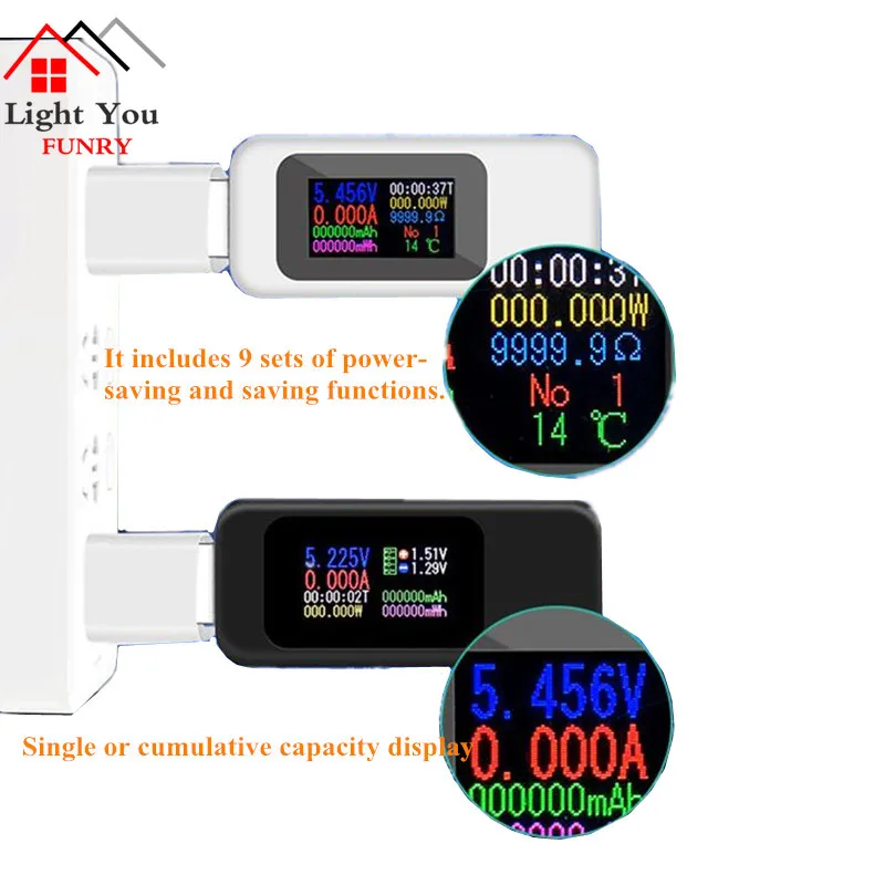10 in 1 DC USB Tester Current 4-30V Voltage Meter Timing Ammeter Digital Monitor Cut-off Power Indicator Bank Charger 40%off