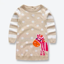 Printemps Automne Bébé Filles Tricoté Robe À Manches Longues Enfants Chandail Robe Zèbre Mignon Bébé de Robe Enfants Occasionnels Vêtements 2-6 ans