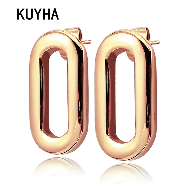 

Trendy Silver/Gold/Rose Gold Simple Stud Earrings For Women Party Jewelry Female Classic Geometric Metal Girls Gifts