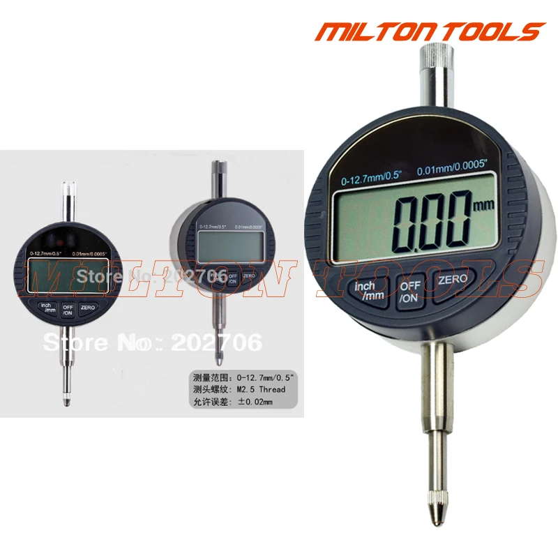 

Portable mini Precise Digital Thickness Gauge Meter Tester Micrometer Big Head 0 - 12.7 mm Large LCD Electronic Dial Indicator