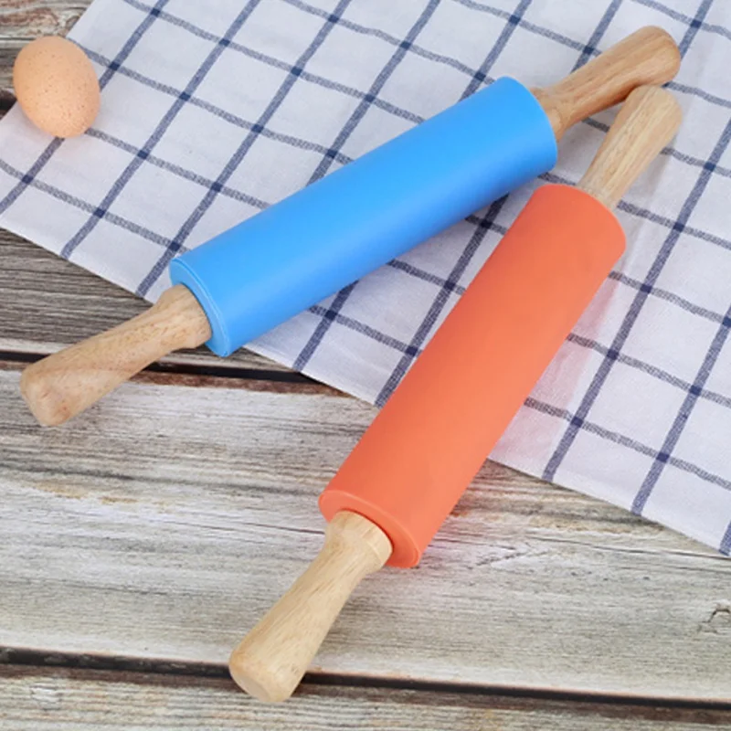 Non Stick Silicone Rolling Pins Bakeware Fondant Rolling Pin with