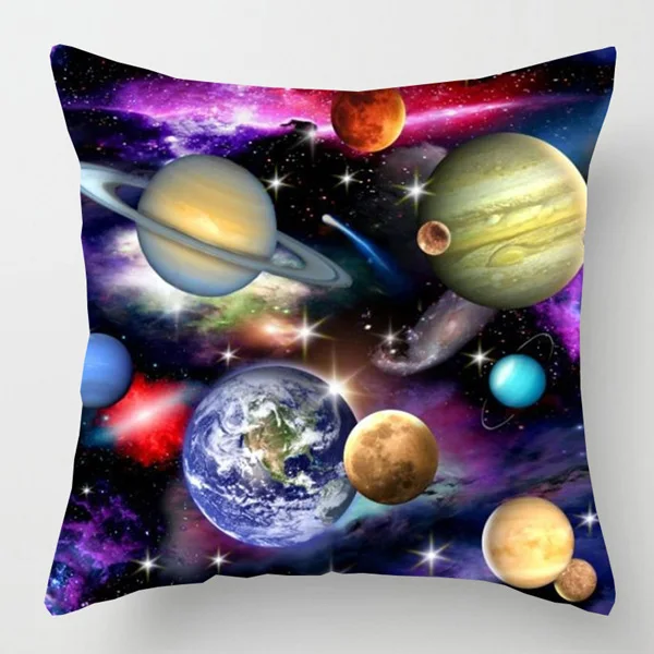 Universe Cushion Covers 25 Styles Earth Mars Jupitar Beige