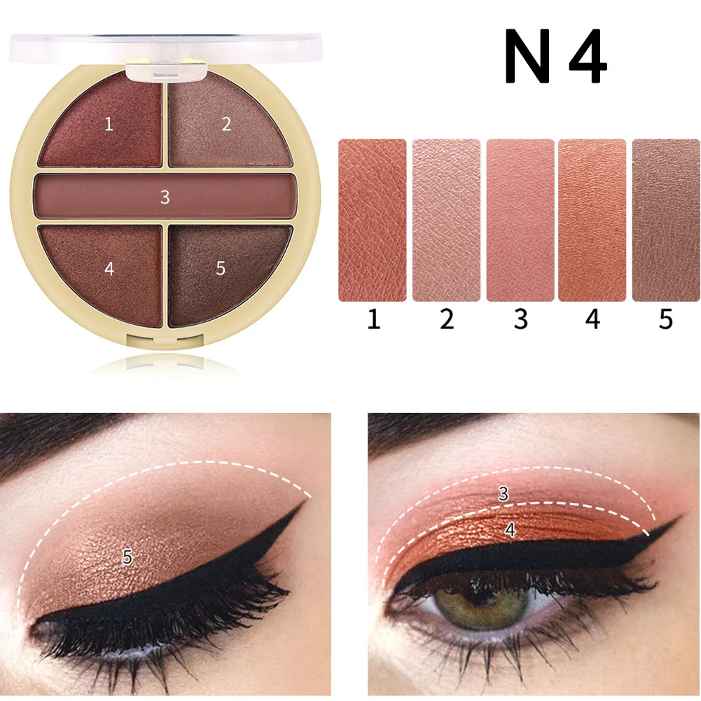 Beautiful Women Eye Shadow Palette 5 Colors Shimmer Matte Pearlescent Beauty Cosmetic Makeup Beauty Tool Accessories---MS