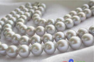 

FREE SHIPPINGLUSTER AA++ 2row 10mm GRAY ROUND FRESHWATER PEARL NECKLACE