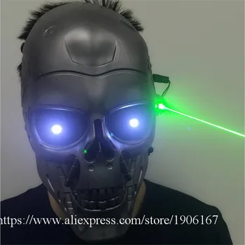 

Led Luminous Green Laserman Halloween Ghosts Mask Illuminate Stage Performance Headwear Green Laser Party Masquerade Masks