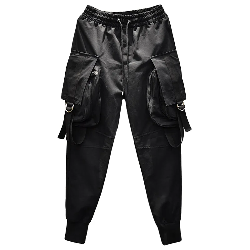 Прямая, осенние мужские модные эластичные штаны с несколькими карманами, штаны haran, размер США, M-XXL, ABZ70 - Цвет: black
