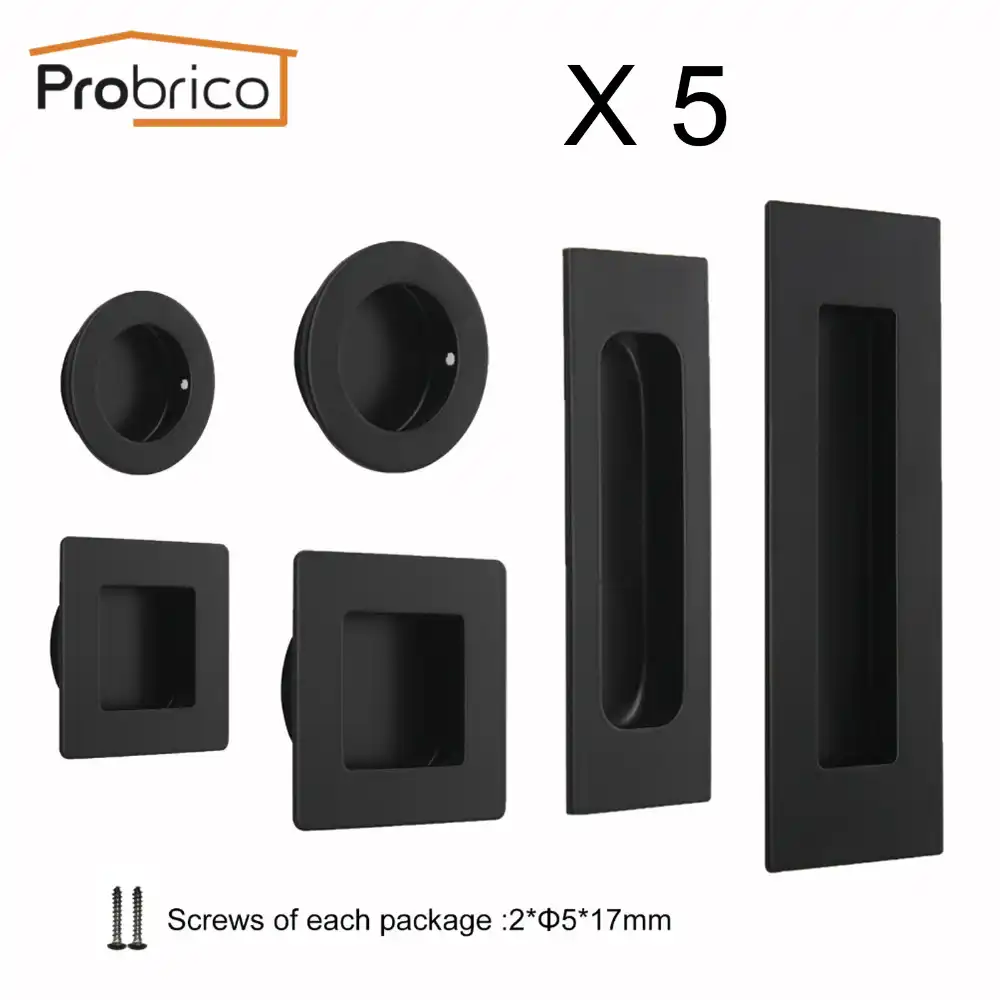 Probrico 5 Pack Flush Cabinet Handles Pocket Door Insert Pulls