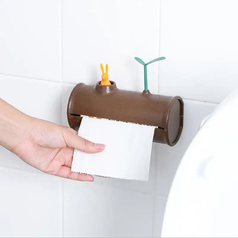 

Funny Squirrel tree hole toilet paper holder wall Hanging Sticky hook Garbage bag Organization storage tissue Extraction box