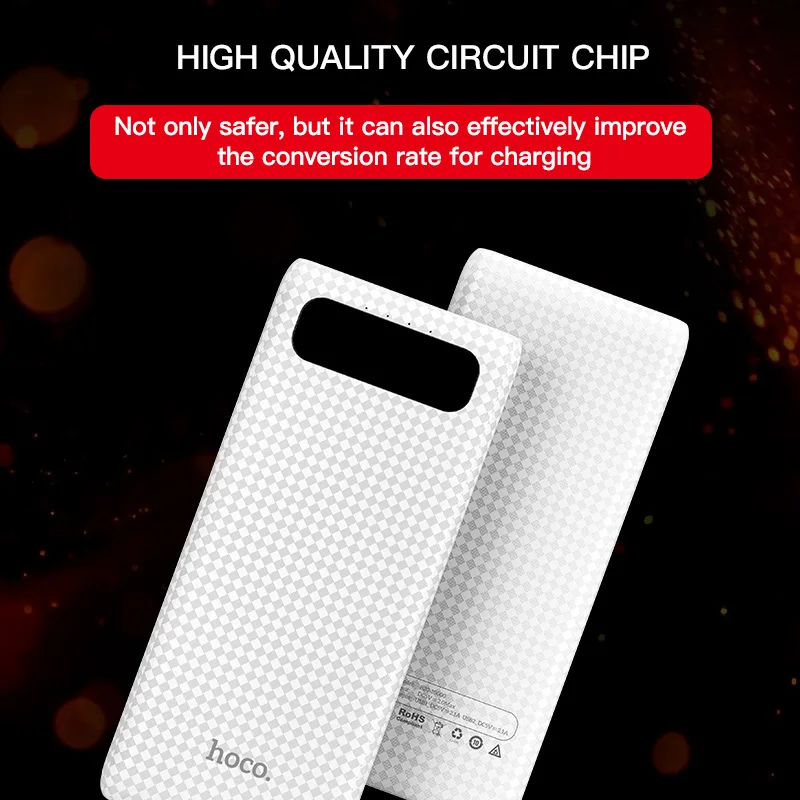 Портативное зарядное устройство HOCO 20000 мАч 18650 2usb с ЖК дисплеем внешний