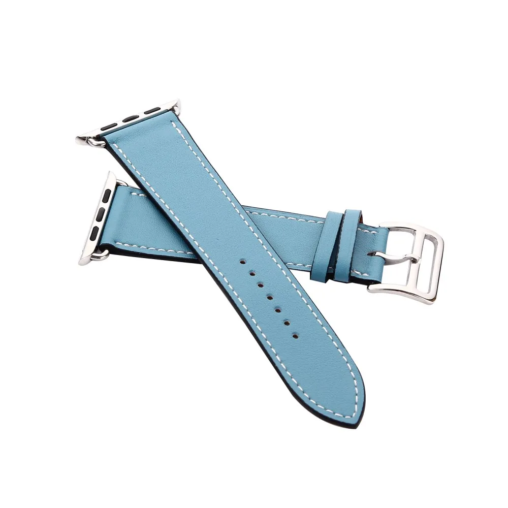 Genuine Leather strap For Apple watch band apple watch 5 4 3 band 44mm/40mm Iwatch series 5 4 3 2 1 42mm 38mm bracelet watchband - Цвет ремешка: blue