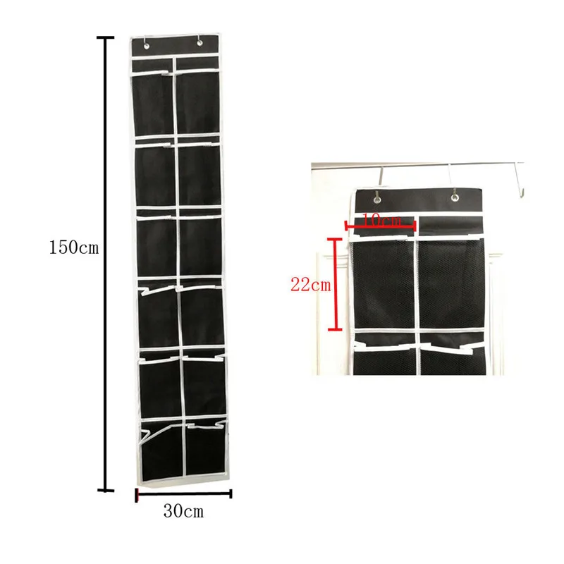 12 В/24 карман над дверью обувной Органайзер подвесные органайзеры компактный застегивающийся вакуумный подвесная вешалка для хранения - Цвет: Black 12 Pocket