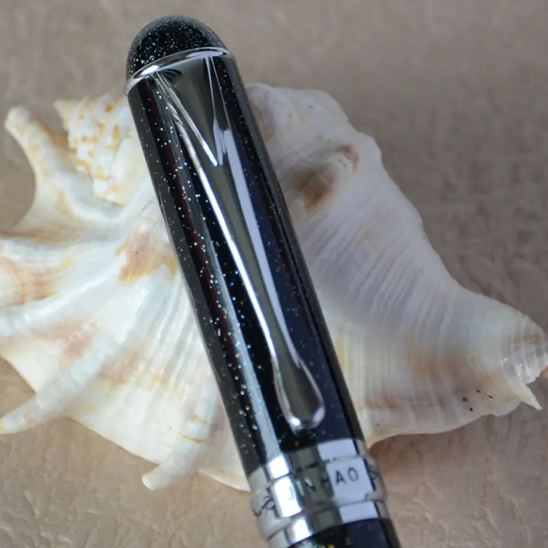 Шариковая ручка JINHAO 750 черный и серебристый с красочными песками синий