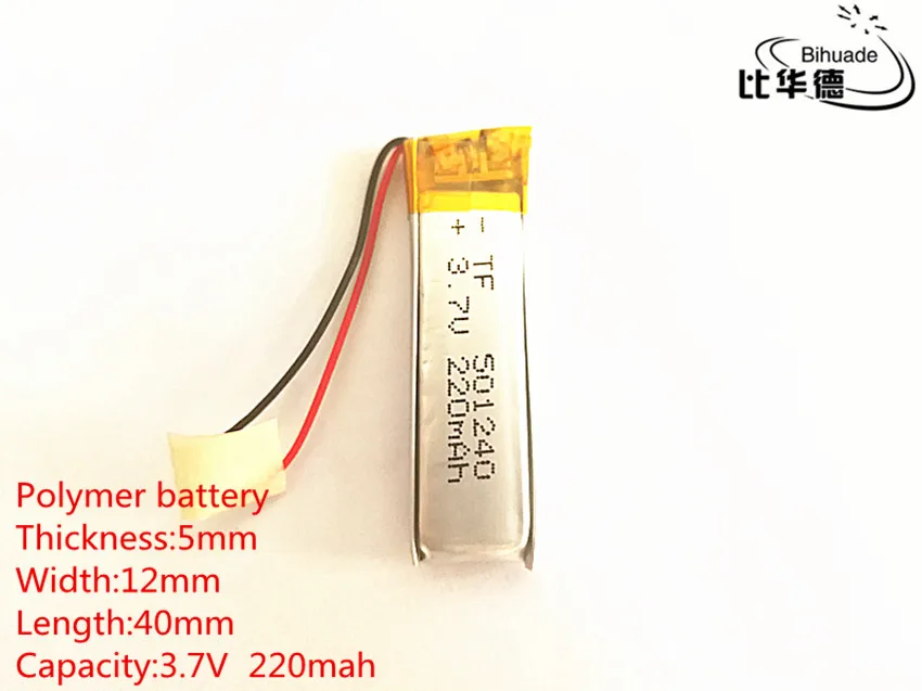 10 шт 3 7 V 220mAh 501240 литий полимерный LiPo аккумуляторная батарея для Mp3 MP4 GPS PSP|battery for