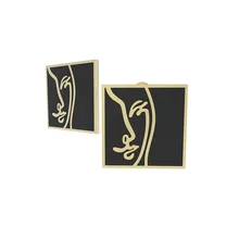 Timlee E024 Темперамент Капельное масло Geometr квадратная сторона лицо контур серьги гвоздики, Индивидуальные ювелирные изделия оптом