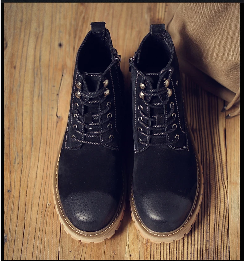 Men's Boots Lace-up Desert Boot Ankle Black Men Boots Genuine Leather Men Shoes Genuine Leather Winter Shoes Mens Fashion Boot   (10)