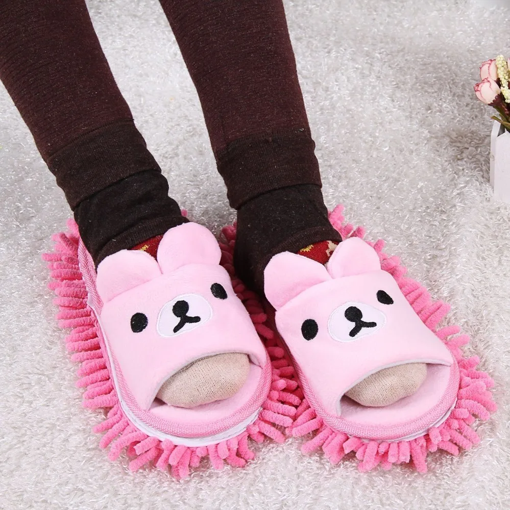 

Cartoon Bear Scrub Removable Chenille Dust Mop Slippers Household Home Accessories Micro Fiber Sanitary Floor Cleaning Kichen