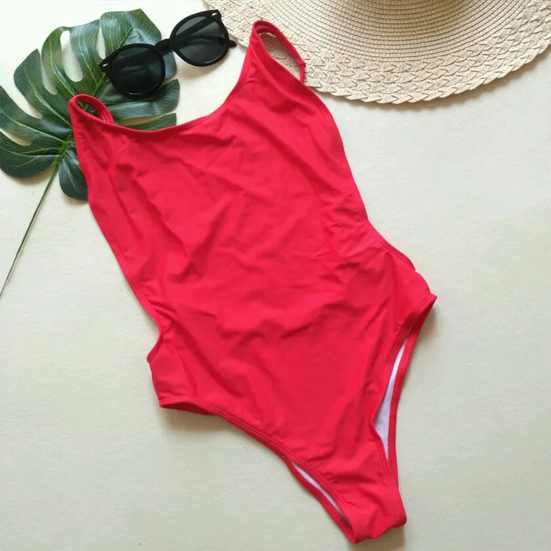 Купальник, женский слитный пляжный купальник для отдыха, купальный костюм, монокини, Одноцветный, с открытой спиной, бикини, Maillot De Bain Femme - Цвет: As Photo Show