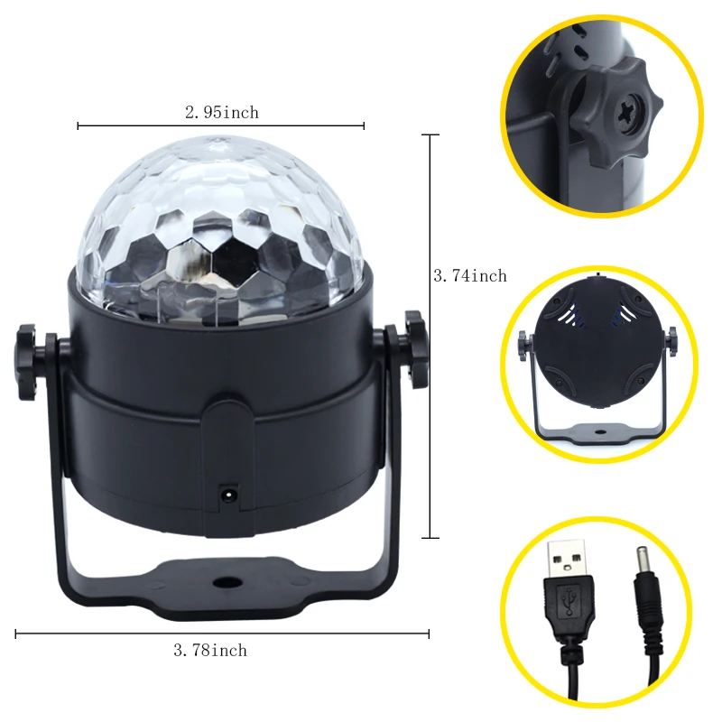 Tanie Kula świetlna disco led oświetlenie imprezowe 3W aktywowane dźwiękiem oświetlenie sceniczne dj a na dekoracje urodzinowe strona główna Karaoke Dance Club oświetlenie imprezowe