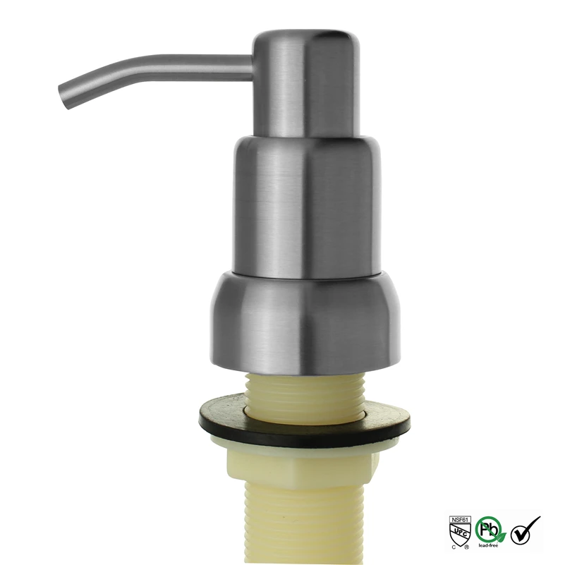 

304 Stainless Steel Brushed Liquid Soap Dispenser Kitchen Sink 17 OZ Bottle /3.15 Inch Threaded Tube for Thick Deck Installation